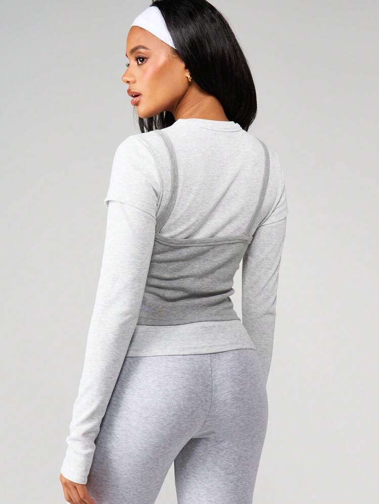 MISSGUIDED Triple Layered Ribbed High Neck Long Sleeve Top With Layered Styling And Fitted Silhouette For Fall Winter