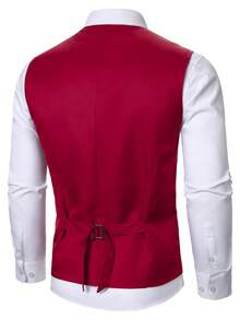 Manfinity Mode Bộ vest nam thiết yếu, trang phục thường ngày thoải mái, kiểu Anh gồm áo gile và quần tây đồng bộ, bộ vest nam. - Màu Đỏ Sâu - Xem 4