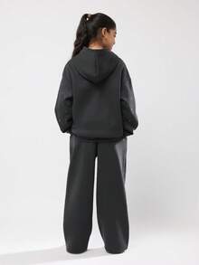 SUMWON Girls Cozy Fleece Tracksuit Wear Set Full Zip Hoodie Sweatpants Matching Winter Casual Two Piece Outfit Drawstring Hood Ribbed Cuffs