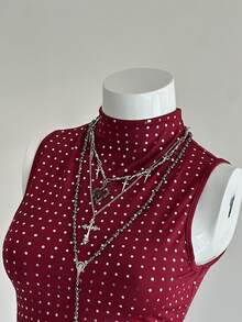 EgrlEra Women's Fashionable Wine Red Camisole,Sparkly Top - Burgundy - View 7