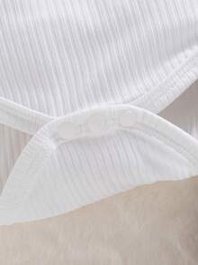 SHEIN 女婴泡泡袖连体衣和千鸟格印花背带裙 - 白色 - 查看 8