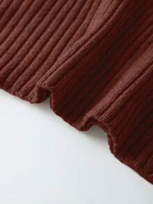 SHEIN Franclia 新款秋冬欧美休闲高领修身中长针织毛衣连衣裙 - 紅木色 - 查看 3