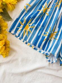 Travachic Women's Vacation Waist Tie Striped Print Shorts - Blue - View 4