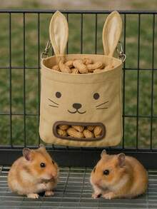 1个大容量兔子造型悬挂式干草喂食器袋，可爱设计，防抓挠，可替代干草架，适用于兔子、豚鼠、仓鼠等小型动物的栖息地配件，柔软面料，防啃咬，可水洗，小型宠物用品，笼子用干草槽。 - 彩色 - 查看 3