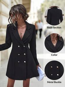 Editum Lapel Collar Double Breasted Blazer Dress In Fall/Winter