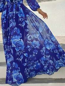 EMERY ROSE Women's Off Shoulder Floral Print Dress, Casual Elegant Beach Vacation Dress - Multicolor - View 3