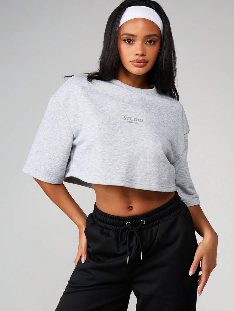 MISSGUIDED Maglietta girocollo a maniche corte oversize con logo, per uso casual quotidiano, adatta per primavera ed estate