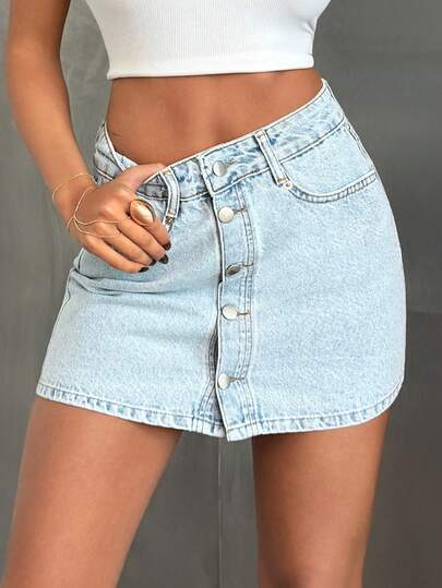 EURMUSE Women Mini Casual Mid Rise Denim Skirt Skirt Summer Light Blue Skirt Denim Mini Skirt Jean Mini Skirt Y2k Skirt Jeans Skirts Denim Skorts For Women Jean Skirt Y2k Jean Shorts High Waisted Women Jean Skirt Mini
