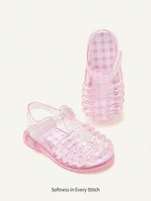 Cozy Pixies 1 Paar modische, vielseitige, süße, verspielt prinzessinrosa transparente, weiche und bequeme Strandkristall-Gitter-Sandalen im Landhaus-Stil - Babypink - Übersicht 5