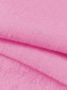 SHEIN Unity Women's Solid Crew Neck Long Sleeve Minimalist Casual Pullover Sweater,Long Sleeve Tops Knit Pullover Fall Winter Outfit - Pink - View 6