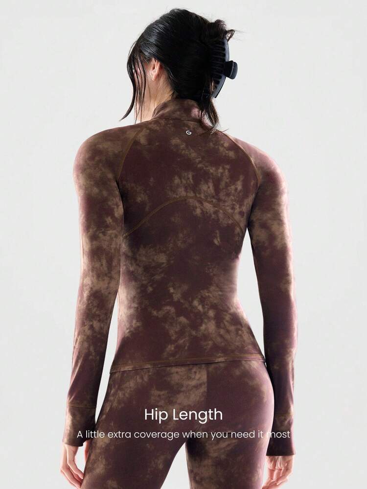 FeatherFit™ Slim-It Streamline Performance Secure Pockets Zip Up Long Sleeve Jacket Low Impact Yoga Pilates Daily Spring Summer