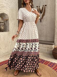 EMERY ROSE 女士度假休闲印花拼接连衣裙 - 彩色 - 查看 6