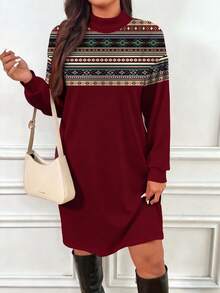 EMERY ROSE Đầm cỡ lớn họa tiết hình học phong cách Bohemian, thích hợp cho tiệc năm mới. - Nhiều màu - Xem 5