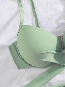 Swim Lushoire Plus Size One-Piece Padded Supportive Beach Swimwear Top - Mint Green - View 5