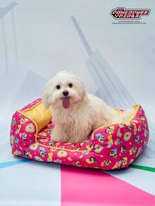 THE POWERPUFF GIRLS X PETSIN 1 peça Tapete Ninho Universal para Cães e Gatos com Estampa de Desenho Animado de Menina de Olhos Grandes, Fofo e Confortável, para Todas as Estações, Base Removível e Lavável, Antiderrapante