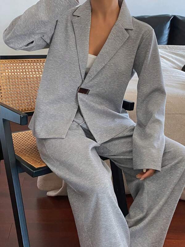 Livesso סט 2 יחידות של טופ רופף מזדמן ומכנסיים רחבים לנשים