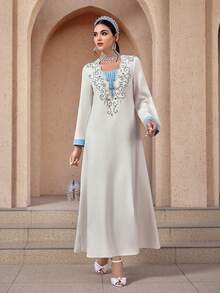 Al Najma 女士阿拉伯风格连衣裙 - 白色 - 查看 5