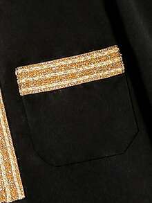 SHEIN Tween Boy Elegant Gold-Trimmed Long Robe Shirt, Spring/Summer