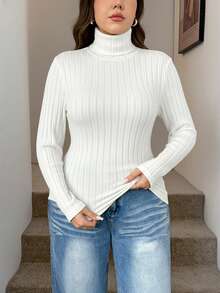 SHEIN LUNE 大码女装秋冬抓绒情人节套装，条纹面料情人节套装，高领长袖夏季套装，紧身打底衫，黑色、卡其色、白色三件套，百搭款式，适合日常和假日穿着。 - 彩色 - 查看 7