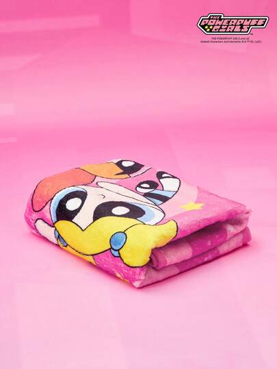 THE POWERPUFF GIRLS X PETSIN 1 Cool Three Person Walking Big Eyed Girl Pet Cat Dog Universal Warm And Comfortable Blanket, Rose Red Autumn And Winter Thick Absorbent Bath Towel