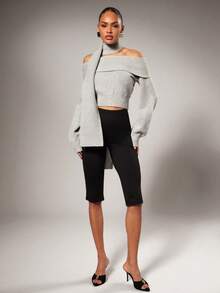 Hauture New Women's Off Shoulder Halter Sexy Knit Top - Grey - View 4