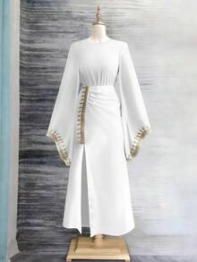 SHEIN Raffinéa Đầm dài nữ thời trang thường ngày - Màu be - Xem 3