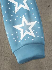 GENIUS ODE 男式字母和五角星印花拉链抽绳连帽运动衫 - 彩色 - 查看 4