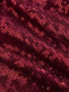 ROMWE J-Fashion Quần short nữ cổ điển cạp thấp siêu ngắn lấp lánh màu bạc gợi cảm - Màu Đỏ Sâu - Xem 3