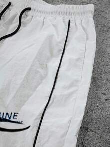 Sport MetroGents Quần thể thao nam thường ngày, thêu chữ, cạp chun, có dây rút. - trắng - Xem 3