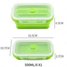 صندوق غداء قابل للطي قطعة واحدة، صندوق غداء من السيليكون، صندوق تخزين سلطة الفواكه، صندوق تخزين طعام محمول للسفر، حاوية تخزين طعام للنزهات والتخييم، مع غطاء محكم الإغلاق وصمام تهوية، مانع للتسرب وسهل التنظيف - متعدد الألوان - مشاهدة 20