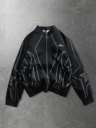 جاكيت رجالية كاجوال بطبعة إنجليزية ذات ألوان متباينة لأسلوب الشارع