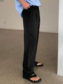 DAZY Men's Black Elastic Waist Straight Leg Suit Pants, Suitable For Commuting, Spring & Autumn - Black - View 2