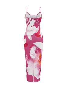 SHEIN VCAY Women's Floral Print Sleeveless Mini Dress, Summer - Pink - View 2