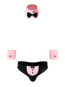 男士性感服装套装（内裤、2副手套、领结）