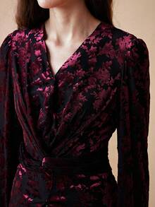 Arave Áo dài tay thắt eo thêu ren gợi cảm/thanh lịch ngọt ngào cho nữ, mùa xuân/thu - Màu tím - Xem 8