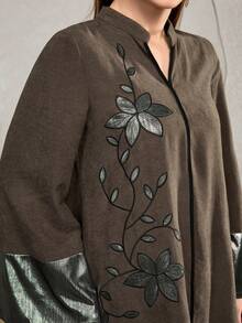 Al Najma 优雅高档立领刺绣喇叭袖摆裙 - 咖啡棕 - 查看 6