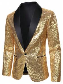 Manfinity AFTRDRK 男士时尚亮片西装外套，适合派对穿着