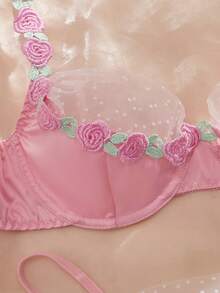 Crystal Vow 2pcs Women's Sexy Underwear Set, Wireless Push-Up Bra And Thong Panty - Pink - View 5