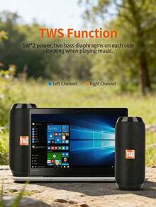 Teckwe 便携式无线音箱，防水，低音炮，FM收音机，AUX和TF音乐输入，迷你柱式音箱 - 彩色 - 查看 6