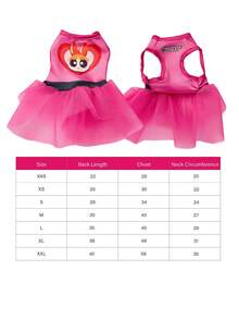 THE POWERPUFF GIRLS X PETSIN 1件红色兔子女孩爱心印花宠物裙玫瑰红简约风格亲肤透气宠物衣服 - 玫紅色 - 查看 3