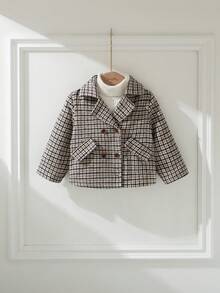 Souflis Souflis 法式复古秋冬新款优雅格纹翻领长袖大衣，适合外出、上学及各种场合，男士及男孩均可穿着。