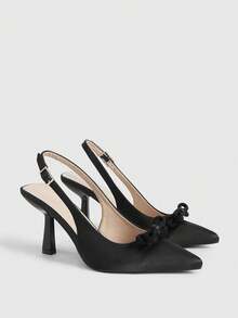 CUCCOO CHICEST Women's Fashionable & Elegant Party Pumps With Bow Decor Valentine's Day Elegant Shoes Wedding Shoes - Black - View 1