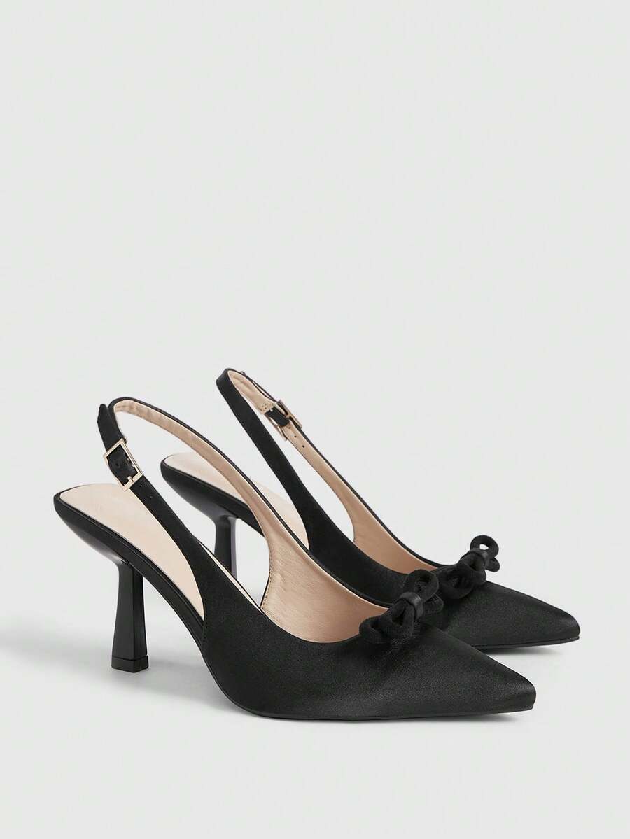 CUCCOO CHICEST Women's Fashionable & Elegant Party Pumps With Bow Decor Valentine's Day Elegant Shoes Wedding Shoes - Black - View 1