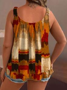 SHEIN LUNE 大码女式法式休闲优雅扎染吊带背心 夏季女式上衣 大地色系上衣 波西米亚风上衣 女士无袖上衣 夏季背心 波西米亚风背心 女士波西米亚风背心 女士波西米亚风背心 - 彩色 - 查看 2