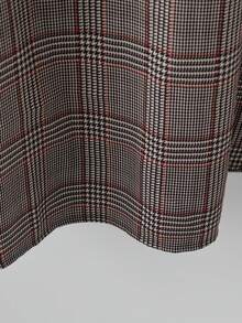 Chiquease 女士翻领灯笼袖千鸟格宽松休闲长裙 - 棕色 - 查看 4