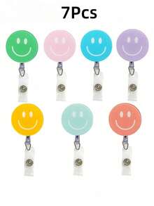 7 件/套或 1 件/随机，1.3 英寸 * 19.68 英寸笑脸卡通伸缩扣，徽章扣，注册身份证扣，适用于护士徽章，ID 易开扣。 - 彩色 - 查看 8
