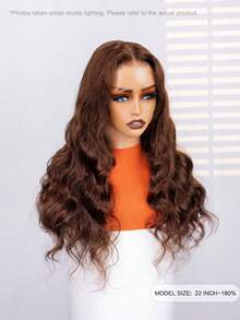 ALL READY WIG 波浪卷发巧克力棕色 180% 密度 6x4 透明蕾丝前部真人发假发 预拔前部假发 女士自然发际线 无需胶水 - S4 - 查看 3