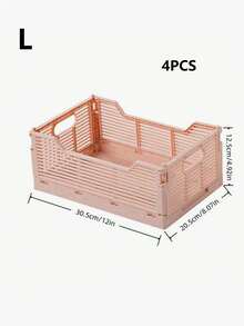 4PCS Modern Stackable Plastic Storage Baskets, Foldable Organizer Boxes For Snacks, Fridge & Desktop, Home & Office Organization - Multicolor - View 9