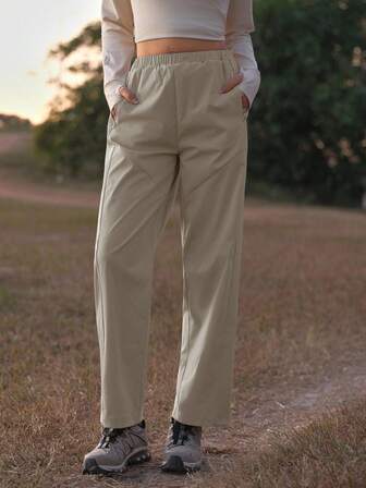 Exploreva Pantaloni casual da donna di colore unito per uso esterno