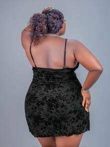 CurvyTilda Vestido plisado con estampado floral retro para mujer de talla grande, adecuado para otoño, vacaciones, graduación, regreso a la escuela, vestido slip plisado vintage Y2K, disfraz de Halloween - Negro - Ver 6